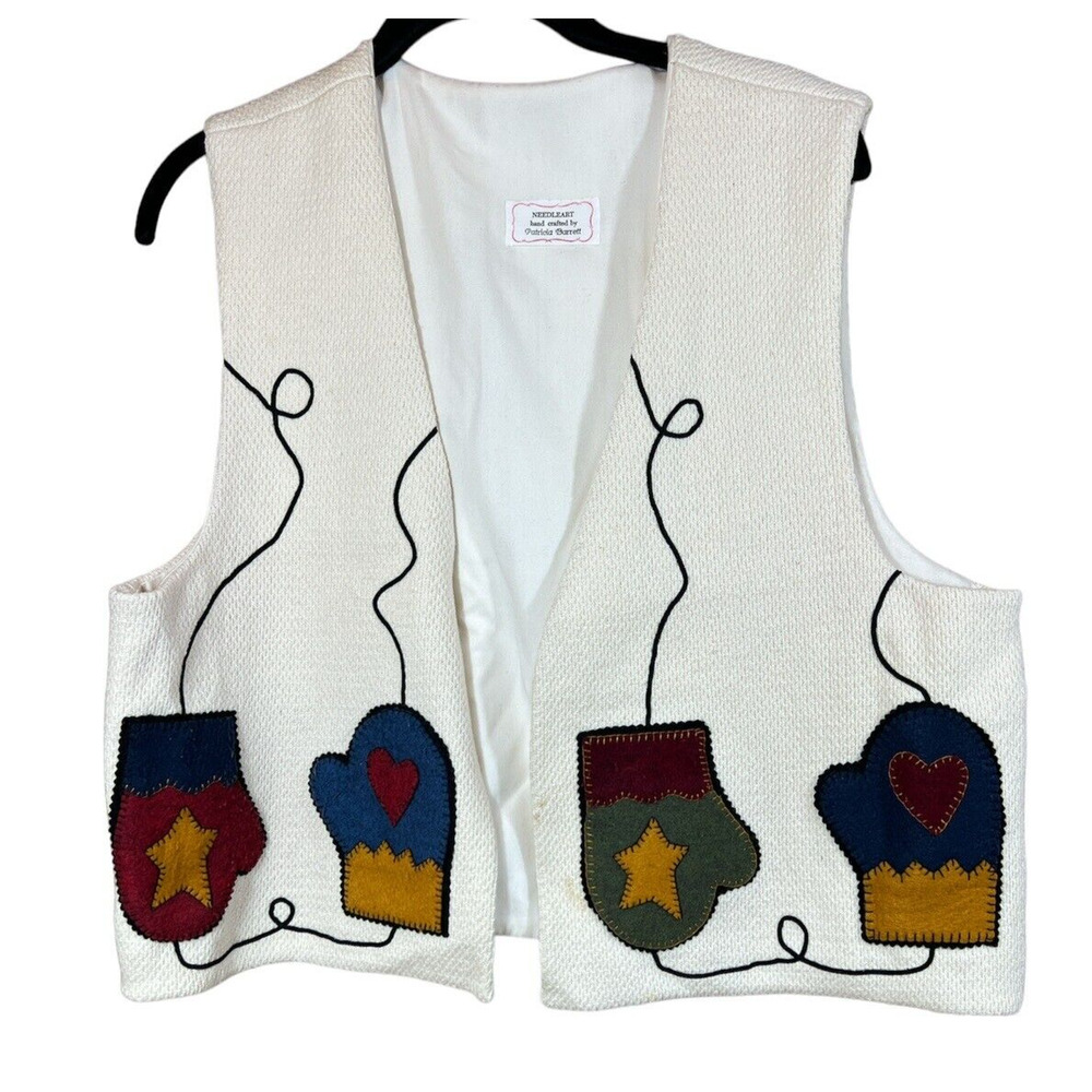 Handmade needlework Mitten‎ Christmas Vest White No button Medium